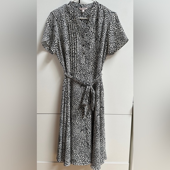 Nanette Lepore - animal leopard print midi tie-waist short sleeve dress 8 - Picture 3 of 7